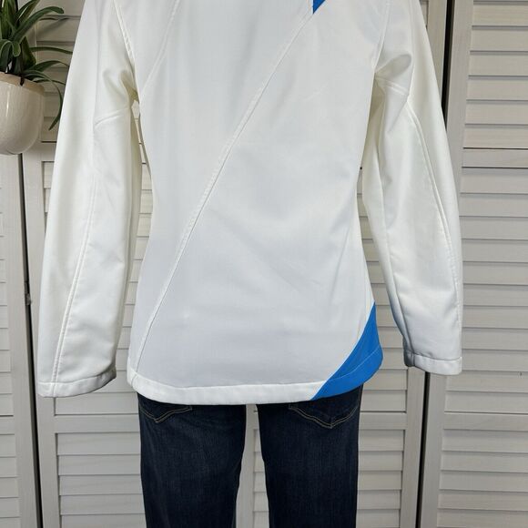 Spyder M White Colorblock Soft Shell Ski Snowboard Jacket Faux Fur Lined Hood - Picture 6 of 12